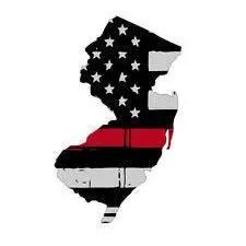 Thin Red line decal - State of New Jersey Grey Tattered Flag - Various Sizes.