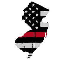 Thin Red line decal - State of New Jersey Grey Tattered Flag - Various Sizes - BuckUp Tactical