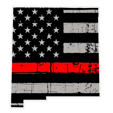 Thin Red line decal - State of New Mexico Grey Tattered Flag - Various Sizes.