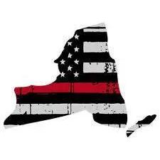 Thin Red line decal - State of New York Grey Tattered Flag - Various Sizes.