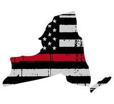 Thin Red line decal - State of New York Grey Tattered Flag - Various Sizes - BuckUp Tactical