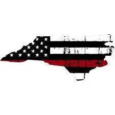 Thin Red line decal - State of North Carolina Tattered Flag - Various Sizes.