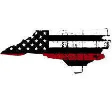 Thin Red line decal - State of North Carolina Tattered Flag - Various Sizes.