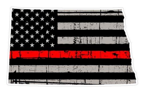 Thin Red line decal - State of North Dakota Grey Tattered Flag Decal - Various Sizes - BuckUp Tactical