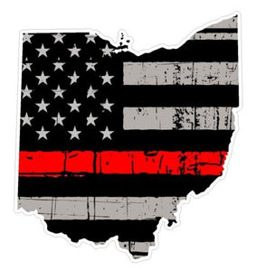 Thin Red line decal - State of Ohio Grey Tattered Flag Decal - Various Sizes - BuckUp Tactical