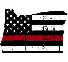 Thin Red line decal - State of Oregon Tattered Flag - Various Sizes.