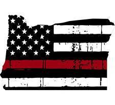 Thin Red line decal - State of Oregon Tattered Flag - Various Sizes - BuckUp Tactical