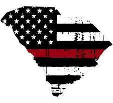 Thin Red line decal - State of South Carolina Tattered Flag - Various Sizes.