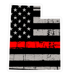 Thin Red line decal - State of Utah Grey Tattered Flag Decal - Various Sizes - BuckUp Tactical