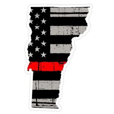 Thin Red line decal - State of Vermont Grey Tattered Flag Decal - Various Sizes.
