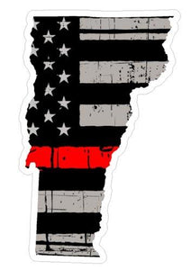 Thin Red line decal - State of Vermont Grey Tattered Flag Decal - Various Sizes - BuckUp Tactical