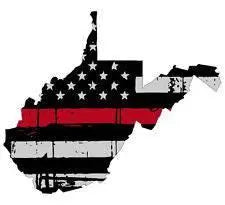 Thin Red line decal - State of West Virginia Grey Tattered Flag - Various Sizes.