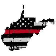 Thin Red line decal - State of West Virginia Grey Tattered Flag - Various Sizes.