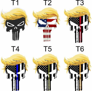 TRUMP PUNISHER USA with hair window decal bumper sticker funny pro USA NRA - BuckUp Tactical