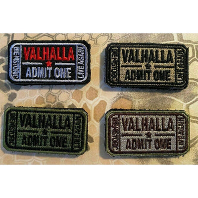 Valhalla Admit One Velcro Morale Funny Patches 2".