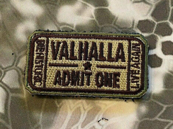 Valhalla Admit One Velcro Morale Funny Patches 2