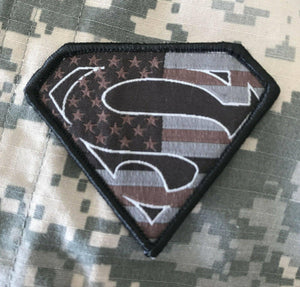 VELCRO® BRAND Hook Fastener Compatible Superman USA Black Gray Tan Patches 2.75" - BuckUp Tactical